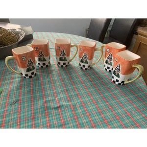 Vintage Set of 6 Frangelico Coffee MonaLisa Tea  Coffee Ceramic Mugs.